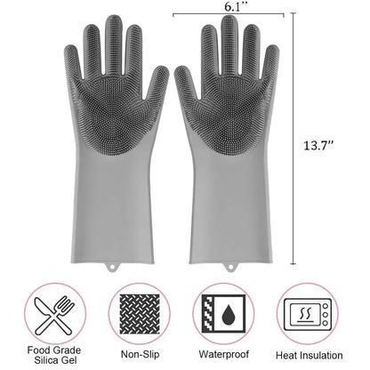 Silicone Dishwashing Gloves – Multi-Use Kitchen Cleaning Scrubber Gloves
